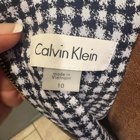 Calvin Klein Black and White Checkered Midi Dress - Picture 5 of 5